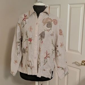 Cold Water Creek Flowered embroidered blouse.